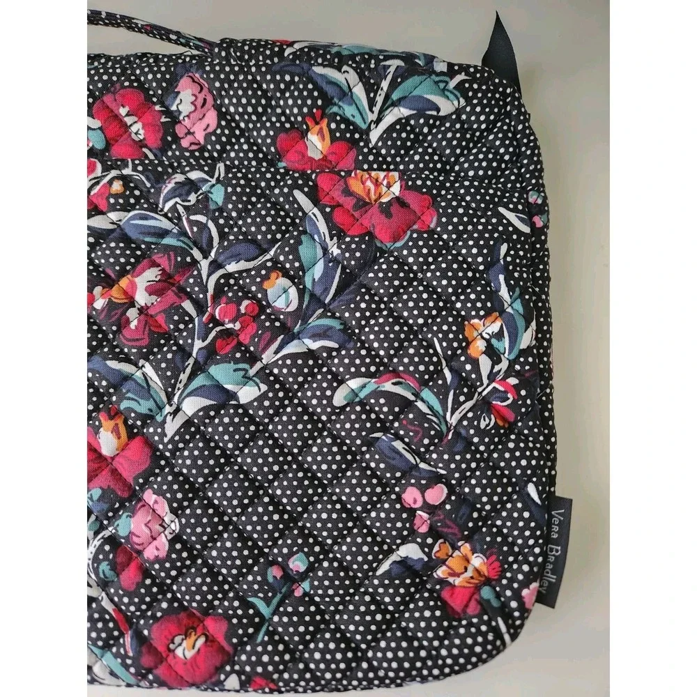 Vera Bradley Womens Perennials Noir Dot Laptop‎ Organizer Bag Floral Black Red